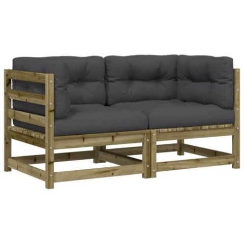 vidaXL Garten Ecksofa 2 STK., Modular Sofa mit Kissen, Gartensofa Gartensessel mit Lattenrost, Lounge Sessel Gartenmöbel, Kiefernholz Imprägniert