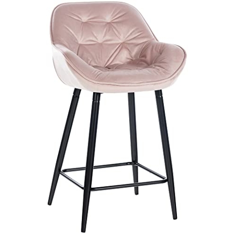 CLP Barhocker Gibson I Gepolsterter Tresenstuhl Mit Fußstütze, Farbe:pink, Material:Samt