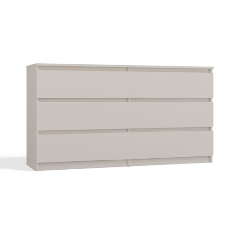 CDF Kommode Malwa M6 140 | Farbe: Kaschmir (beige) | Schrank für Dokumente, Kleinigkeiten | Ideal für Wohnzimmer, Schlafzimmer, Kinderzimmer, Jugendzimmer und Büro | 6 geräumige Schubladen