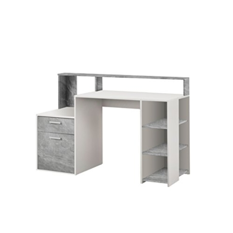 FMD Möbel, F00651901043 Bolton Computertisch, holz, weiß/beton, maße 138.5 x 53.5 x 92.0 cm (BHT)