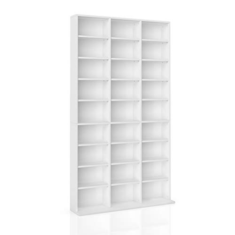 Vicco CD-Regal Jukebox, Blu ray Aufbewahrung, Weiß, 102 x 178 cm