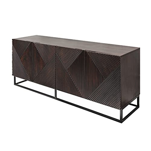 invicta INTERIOR Massives Sideboard CREATIVO 177cm Mangoholz aufwändige Front Retro Design Wohnzimmerschrank Kommode Anrichte