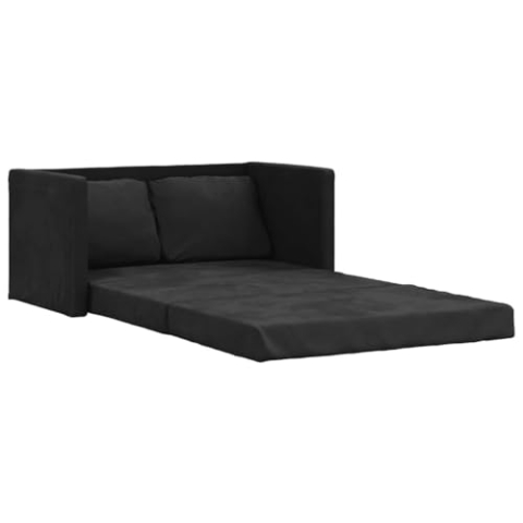 vidaXL Bodensofa, Klappbar Bodenbett Sofa mit Schlaffunktion, Schlafsofa Schlafsessel mit Metallgestell, Klappsofa Sofabett für Wohnzimmer Schlafzimmer, Schwarz Stoff