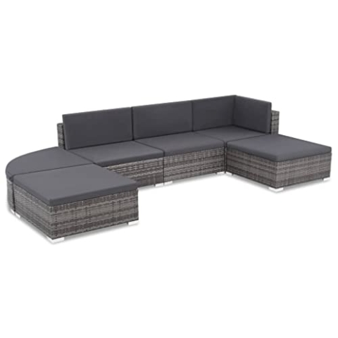 vidaXL Gartensofa 16-TLG. Poly Rattan Gartenmöbel Sitzgruppe Lounge Gartenset