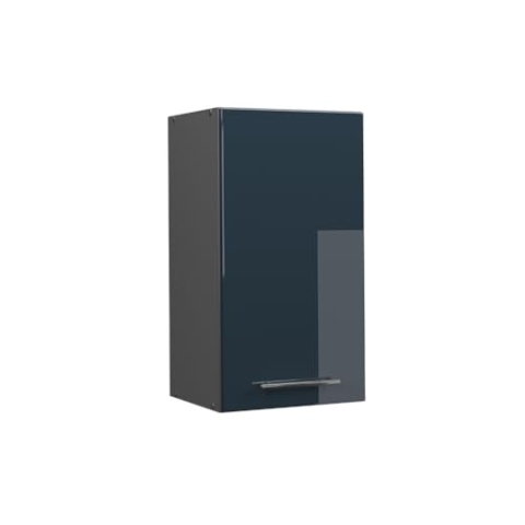 Vicco Hängeschrank Fame-Line, hängender Küchenschrank, Dunkelblau Hochglanz/Anthrazit, 40 cm