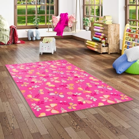 Snapstyle Kinder Spiel Teppich Schmetterling Pink in 24 Größen