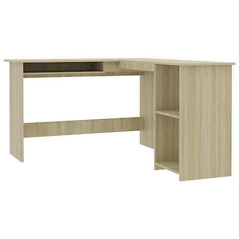 vidaXL Eckschreibtisch in L-Form Computertisch Schreibtisch Bürotisch PC Tisch Winkelschreibtisch Arbeitstisch Sonoma-Eiche 120x140x75cm Holzwerkstoff