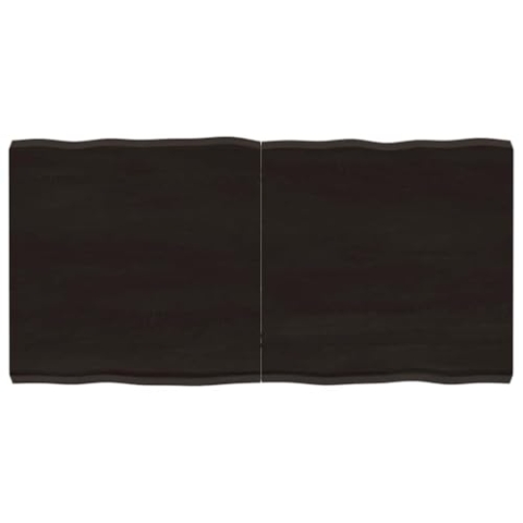 vidaXL Tischplatte, Holzplatte für Tisch Esstisch Couchtisch, Massivholzplatte Handgefertigt mit Baumkante, Ersatztischplatte Scharnierdesign, Dunkelbraun 120x60x(2-6) cm Massivholz Behandelt