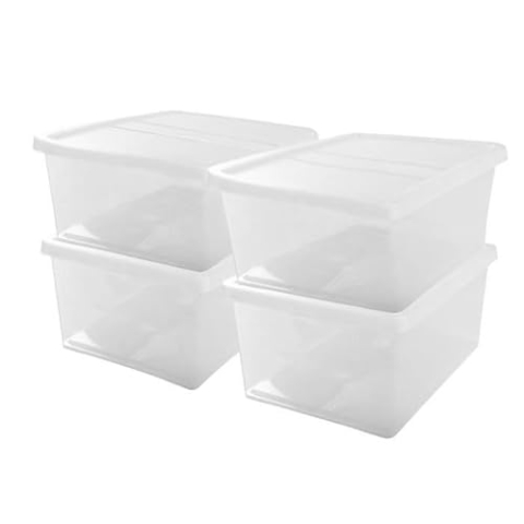 Iris Ohyama, 4er-Set Aufbewahrungsboxen mit Deckel NCB-40-4x 40 L - L54 x B39.5 x H24.5 cm - Transparent