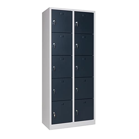 furni24 Schließfachschrank 10 Türen 190x80x45cm Schließfach Wertfachschrank Personalschrank Wertfach Spind anthrazitgrau RAL 7016 **fertig montiert** Verschiedene Ausführungen