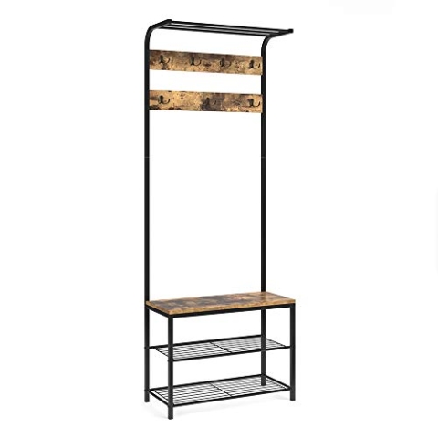 Vicco Garderobe Fyrk, Flurgarderobe, Eiche rustikal/Schwarz, 70 x 190 cm