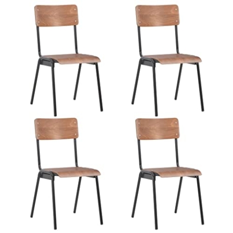 vidaXL 4X Sperrholz Massiv Esszimmerstuhl Stapelbar Schulstuhl Küchenstuhl Wohnzimmerstuhl Essstuhl Holzstuhl Lehnstuhl Stuhl Stühle Braun Stahl