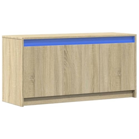 vidaXL TV Schrank, Fernsehtisch mit LED-Beleuchtung, Fernsehschrank mit Stauraum für Wohnzimmer, Lowboard für Fernseher, Sonoma-Eiche Holzwerkstoff