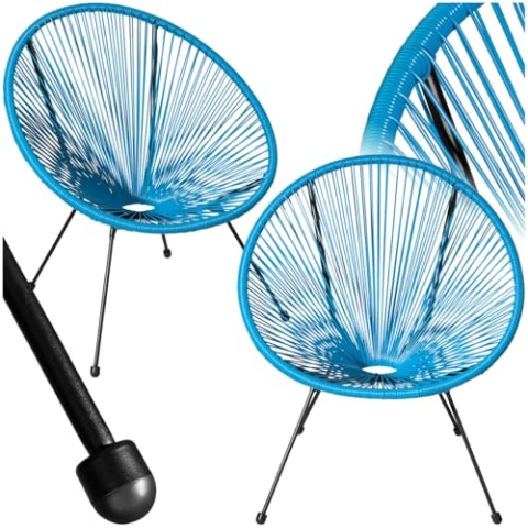 tectake® 2er Set Stuhl Acapulco Design, Gartenstuhl, Gartenstühle im Retro Design, Indoor und Outdoor Sessel für Garten, Wintergarten, als Terrassenstühle oder Balkon Sessel - blau