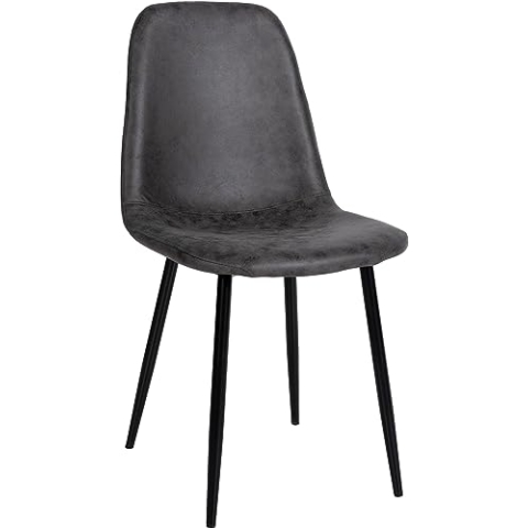 CLP Esszimmerstuhl Napier I Samt I Stoff I Kunstleder I Mit Bodenschonern, Farbe:dunkelgrau, Material:Vintage Kunstleder