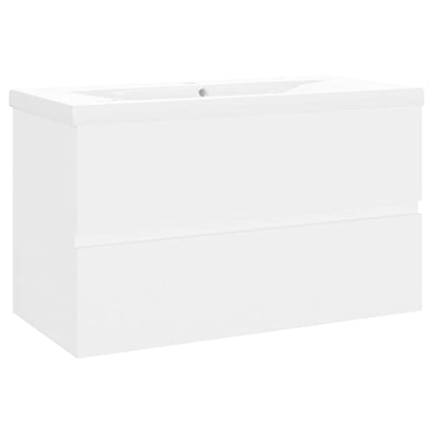 vidaXL Waschbeckenunterschrank mit Einbaubecken Unterschrank Badschrank Badezimmerschrank Waschtisch Hängeschrank Badmöbel Weiß Holzwerkstoff