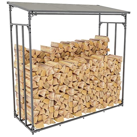 CLP Kaminholzunterstand Ruston I Kaminholzregal Anthrazit I Holzlager Aus Metall I Feuerholzregal Für Außen, Größe:XL