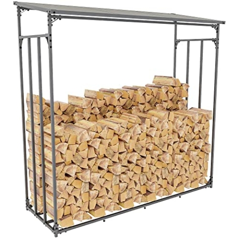 CLP Kaminholzunterstand Ruston I Kaminholzregal Anthrazit I Holzlager Aus Metall I Feuerholzregal Für Außen, Größe:XXL