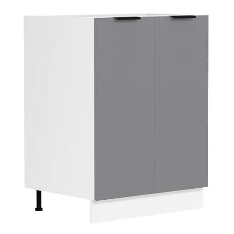 VCM Küchenschrank | Maße ca. H. 82 x B. 60 x. T. 46 cm | Unterschrank mit zwei Drehtüren | Küchenmöbel - Fasola Weiß/Anthrazit