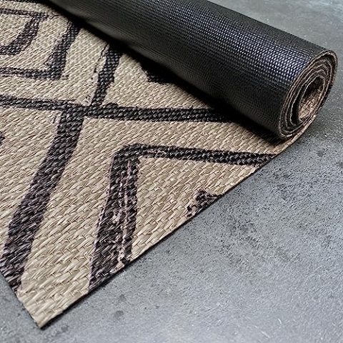 STORESDECO Teppich Premium en Vinyle Teppich Wohnzimmer Schlafzimmer und Küche von hoher Qualität mit elegantem Design rutschfeste Teppiche bei Flur und Outdoor wetterfest Schwarzes Design 60x200 cm