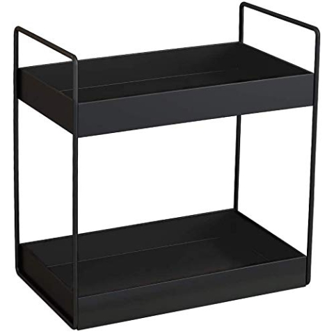 XINGDOZ 2 Tier Küchen Gewürzregal Standregale Duschablage aufbewahrung Badezimmer Arbeitsplatte Unterschrankregal Organizer Vanity Tray Kosmetik & Make-up Lagerung, Schwarz
