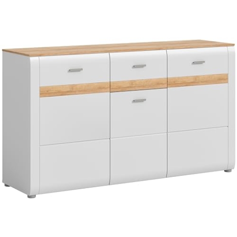 xonox.home Wohnen Ashton X3WH2T03 Sideboard Kommode Schrank in AshGray matt Nb., Absetzung Eiche Rivera Nb., ca. 150x86x43 cm