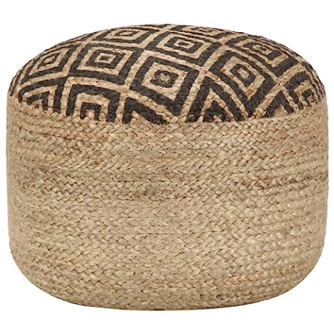 vidaXL Sitzpuff Pouf Puff Sitzpouf Sitzkissen Sitzhocker Fußhocker Hocker Fußbank Ottoman Fußbank Fußschemel Handgefertigt Schwarz 45x30cm Jute
