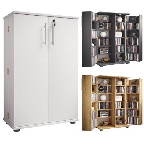 VCM Holz CD DVD Stand Regal Schrank Aufbewahrung Standregal Ständer Engalo XL Anthrazit
