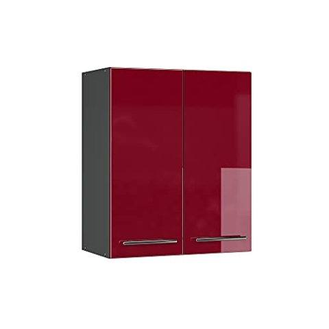 Vicco Hängeschrank Fame-Line, hängender Küchenschrank, Bordeaux Hochglanz/Anthrazit, 60 cm