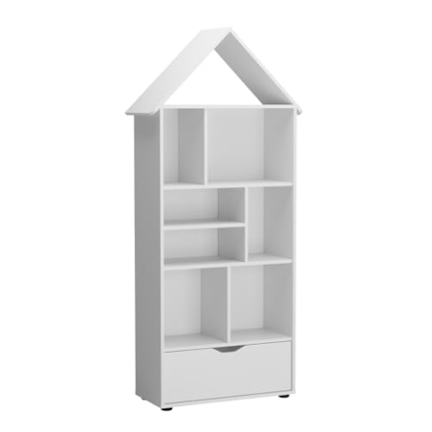 Vicco Kinderregal Estell, Spielzeugregal für Faltboxen, Weiß, 71 x 178.5 cm