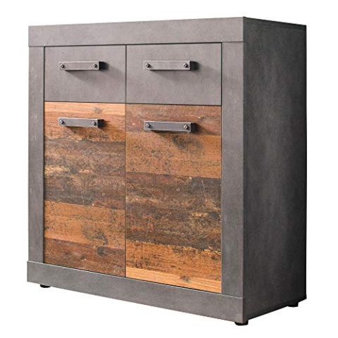 trendteam smart living - Schuhschrank Schuhkommode Kommode - Wohnzimmer - Indy - Aufbaumaß (BxHxT) 82 x 86 x 37 cm - Farbe Graphit Grau Matera mit Old Wood - 187986023