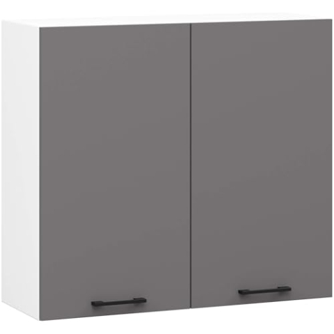 AKORD Küchen-Hängeschrank OLIWIA H720 80 cm mit 2 Türen | Küchenschränke | Geräumig | Für kleine Küche | Für eine Küchenzeile | Als Teil eines Sets | B80 x H72 x T30 cm | 21,10 kg | Weiß & Graphitgrau