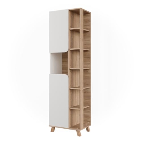 Vicco Badschrank Karen, Sonoma/Weiß, 50 x 175 cm mit 2 Türen