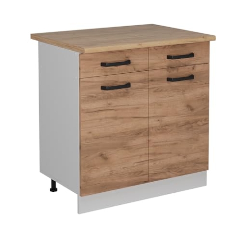 Vicco Küchenunterschrank R-Line, Goldkraft Eiche, 80 cm AP Eiche