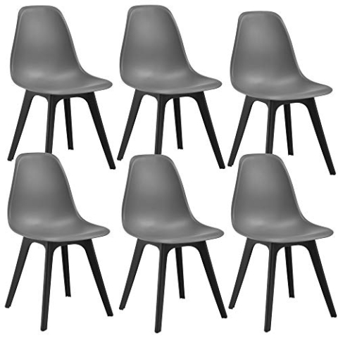 [en.casa] 6X Design Stühle 'Brevik' Grau & Schwarz Esszimmer Stuhl Kunststoff Skandinavisch Set