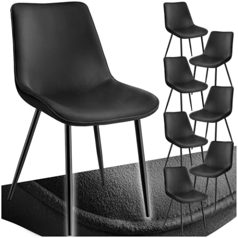 tectake® Esszimmerstühle 8er Set, Samtstoff Stuhl mit Rückenlehne, ergonomische Essstühle, bequemer Küchenstuhl, Esszimmerstuhl, Cocktailsessel für Lounge, Dining, Küchentisch - schwarz