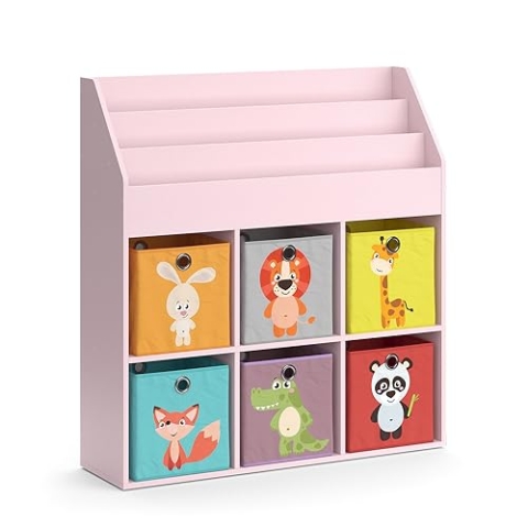 Vicco Kinderregal Luigi, Rosa, 107.2 x 114.2 cm mit 6 Faltboxen (bunt)