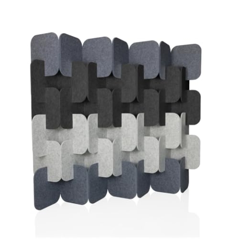 hjh OFFICE Akustik Trennwand 164x174 cm FLEXMIUT Plug 6er Set Stehwand erweiterbar, dekorativer Sichtschutz, Grau/Hellgrau/Dunkelgrau