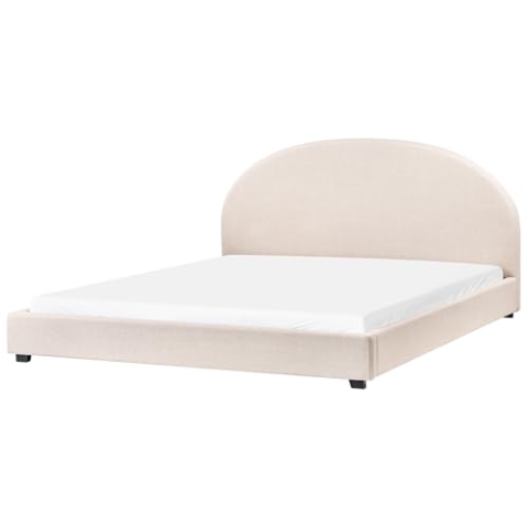 Beliani Polsterbett aus Stoff hell beige mit Kopfteil Lattenrost 180 x 200 cm Vaucluse