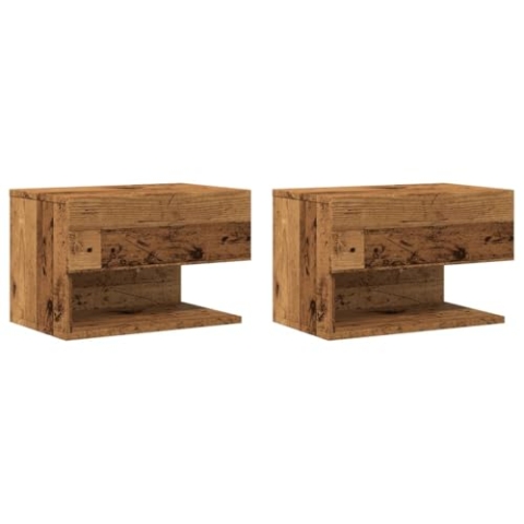 vidaXL Wand Nachttisch 2 STK., Nachtschrank mit Stauraum Wandmontage, Nachtkommode Hängend, Nachtkonsole Wandschrank für Schlafzimmer, Altholz-Optik