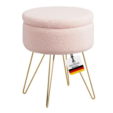 Albatros Hocker Cannes Mit Stauraum – Sitzhocker, Modernes Design, Edler Sherpa-Bezug – Sitztruhe Oder Sitzbank – Optimal Als Fußhocker Oder Hocker Schminktisch, Rosa