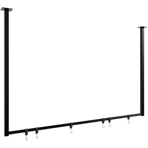 CLP Kleiderstange Fenton mit 6 Kleiderhaken I Kleiderständer für Deckenmontage I Garderobenstange aus Metall, Größe:120x80 cm