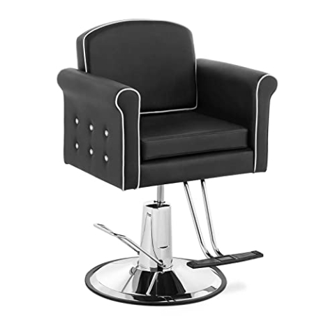 Physa Tring Black Friseurstuhl mit Fußstütze Hydraulikpumpe 520-630 mm höhenverstellbar bis 150 kg Friseursessel Friseurstuhl