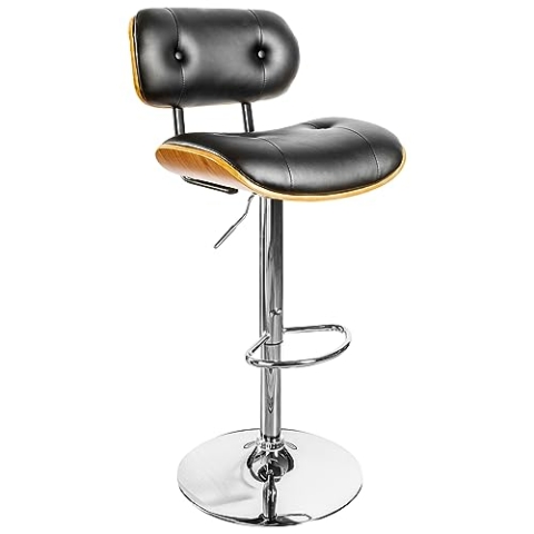 Riess Ambiente Moderner Barhocker Classico schwarz 115cm höhenverstellbar Walnuss Furnier Barstuhl Tresenstuhl Hausbar