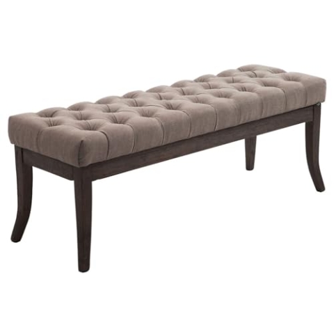 CLP Sitzbank Ramses mit hochwertiger Polsterung und Stoffbezug I Bank mit antik-dunklen Holzbeinen I Holzbank mit Einer Sitzhöhe von: 46 cm, Farbe:Taupe, Größe:120 cm