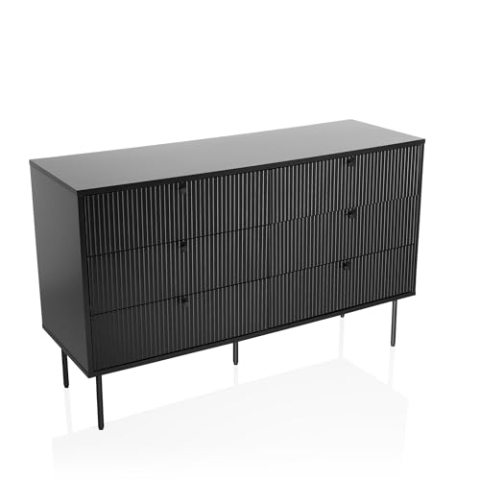 hjh LIVING Sideboard mit 6 Schubladen KARBY S 120x40x75 cm, Schubladenkommode im Industrial-Stil, viel Stauraum, Schwarz