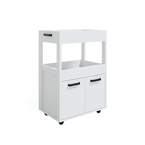 Vicco Rollcontainer Simon, rollbare Küchen-Minibar, Weiß, 40 x 89 cm