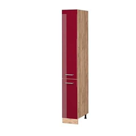 Vicco Apothekerschrank R-Line, Bordeaux Hochglanz/Goldkraft Eiche, 30 cm