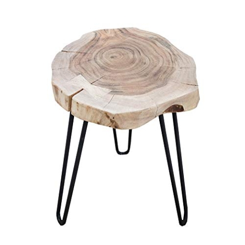 invicta INTERIOR Massiver Beistelltisch GOA Hocker Baumstamm Scheibe Akazie rund Tischplatte Holztisch Massivholz Wohnzimmertisch