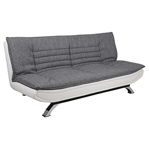 AC Design Furniture Jasper Bettcouch Hellgrau/Weiß, Schlafsofa mit 3 Liegepositionen, Moderner 3-Sitzer Ohne Armlehne, Gepolstert mit Verchromten Beinen, L: 196 x H: 91 x T: 98 cm